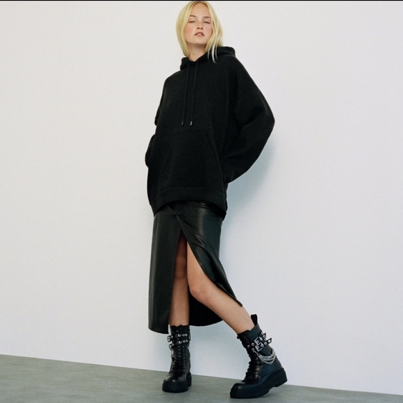 NWT Zara Low Heel Leather Combat Boots Bloggers Favorite - Picture 14 of 14